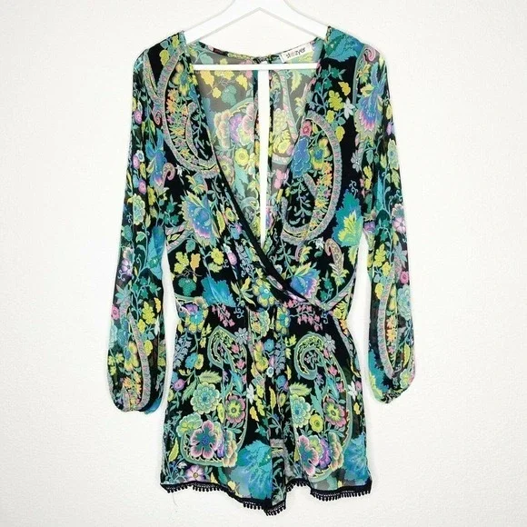 Steezyer Floral Lined Long Sleeve Romper - Picture 1 of 10